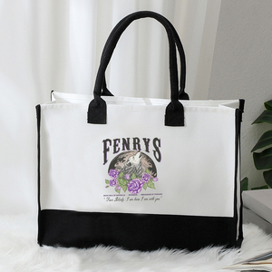 Sac de plage en toile personnalisé grand format avec motif « I Am Here I Am With You Throne Of Glass Merch », cadeau monogrammé - Product Image 6