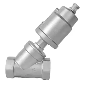 Pneumatic Stainless Steel BSP Ends Y-Type Angle Seat Globe Valve with Stainless Steel Actuator
