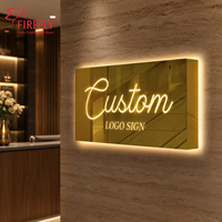 Enseigne murale personnalisée en miroir doré rétroéclairée avec logo LED, enseigne lumineuse pour café, boutique, salon, magasin de thé au lait