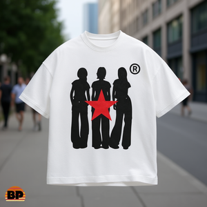 T-shirt Casual Chic con Stampa Stella Rossa Audace, Unisex, in Cotone Pesante, per Uso Quotidiano, Regalo di Moda - Product Image 3