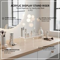 Support de présentation en acrylique transparent, étagère de bureau surélevée pour l'affichage de cosmétiques et d'objets de collection