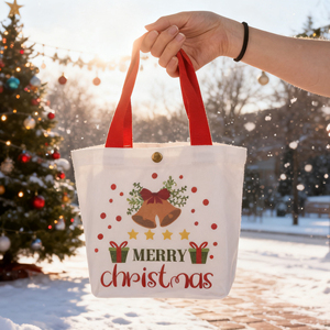 Tái Sử Dụng Vải Kẹo Màu Vải Bông <span class=keywords><strong>Tote</strong></span> Mua Sắm Túi Cho Phụ Nữ Biểu Tượng Tùy Chỉnh Món Quà Giáng Sinh Vải <span class=keywords><strong>Tote</strong></span> Mua Sắm Túi - Product Image 4