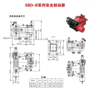 Freno de seguridad de disco hidráulico de alto torque SBD‑B con resorte, freno de emergencia a prueba de fallos para maquinaria transportadora de elevación pesada - Product Image 2