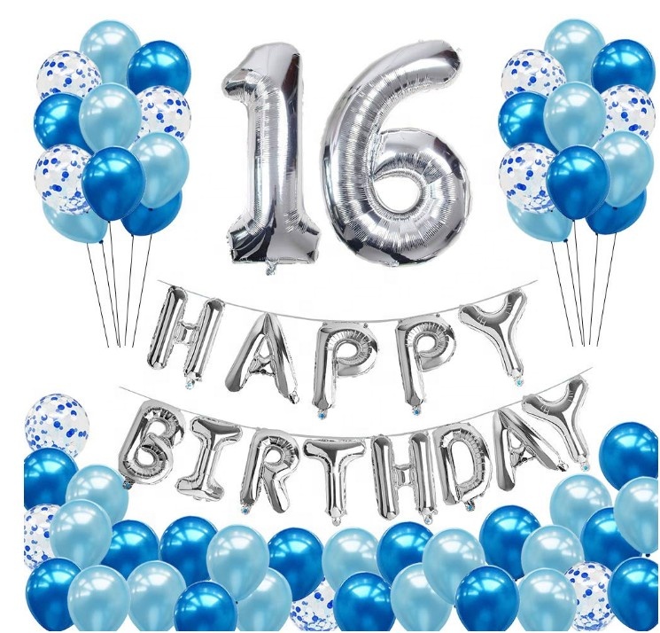 シルバー HAPPY BIRTHDAY バルーン 数字16 バルーンギフトキット シルバー HAPPY BIRTHDAY バルーン 数字16 バルーンギフトキット