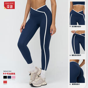 Pantalon de yoga taille croisée Zechuang, rouge framboise, coupe ajustée, vêtements de fitness pour femmes, pantalon de sport pour la course à pied ECK9528 - Product Image 5