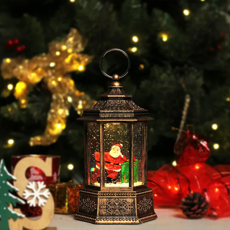 Europese Lichtgevende Retro Wind Lamp Polyresin Water Spinner Verlichting Lantaarn Ornamenten Kerst Tafeldecoraties Xmas Gifts