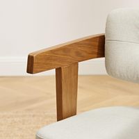 Fauteuil rembourré en tissu de style moderne du milieu du siècle, avec rembourrage en mousse et pieds en bois, idéal pour les petits espaces, bureau à domicile, salon, chambre à coucher