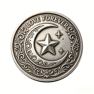 Pièce de monnaie commémorative en métal personnalisée gravée, design lune et étoile, pour cadeaux, événements et promotions - Product Image 5