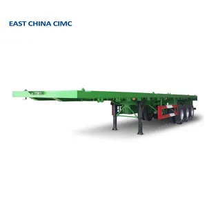 Đông Trung Quốc CIMC Phẳng Trailer 3 Trục 40 Tấn Phẳng Bán Trailer Sử Dụng Cho 20ft 40ft Container