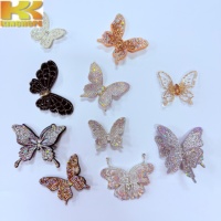 Fleur de chaussure papillon en strass, clip de décoration scintillant en cristal pour sandales et talons hauts pour femmes, détachable, pour mariage et fête