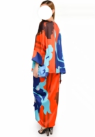 Tenue décontractée islamique pour femmes, Baju Kurung en satin, imprimé abstrait, manches 3/4 amples, personnalisation ODM OEM, vente en gros