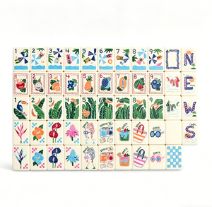Set di Mahjong Americano di Lusso Personalizzato, 36 Tessere Acriliche Blu <span class=keywords><strong>a</strong></span> Strato Singolo, Motivo Frutta Tropicale e Oceano, Gioco <span class=keywords><strong>da</strong></span> Tavolo Portatile OEM ODM - Product Image 6