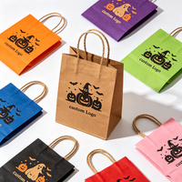 Sac en papier kraft d'Halloween en gros avec logo personnalisé, motif fantôme effrayant, sac d'emballage pour boulangerie, idéal pour les fêtes.