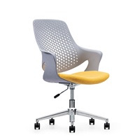 Chaise de bureau moderne en plastique gris de haute qualité Chaise d'ordinateur mobile avec roue Chaise de salle de réunion