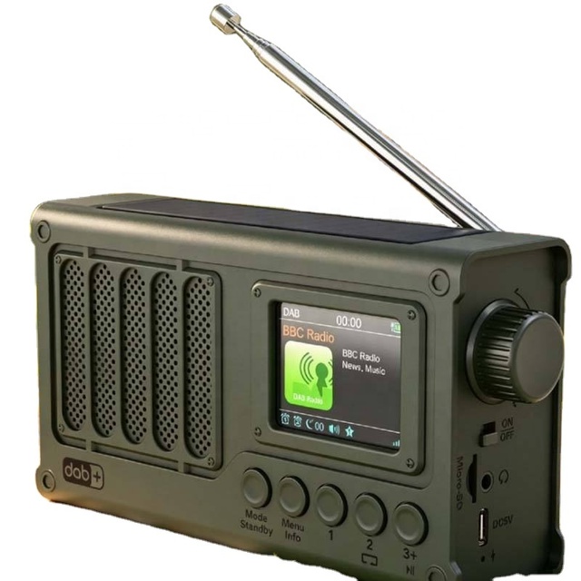 Rechargeable Emergency Radio with Solar Panel, AM FM Hand Crank Radio for Hiking Outdoor Use, LED Flashlight and Power Bank