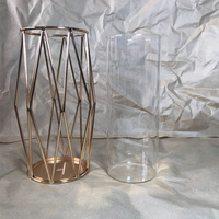 Weeyaeofa — vase losange en fer forgé doré, vase hydroponique en verre, ornements pour la décoration de la maison ou du bureau