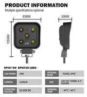 Lampe LED de travail 10-60 Volts personnalisable Autres accessoires pour toyota Golf 6 E46 W211 toyota Innova 2023 bmw E60 honda Crv 2008