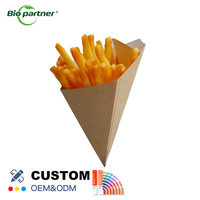 Aliment chaud réutilisable à emporter carton papier crêpe cônes porte-frites Kraft sauce à tremper compartiment pliable à emporter