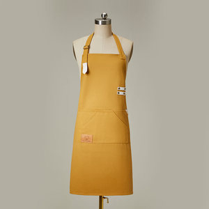 Cotton Coarse-Textured Stain Resistant <b>Apron</b> With Pockets For Restaurant Bar Use Earthy Yellow Color - Product Image 1