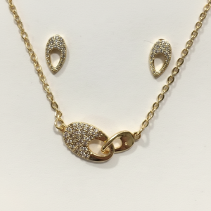 Conjunto de dos piezas de alta moda, collar de pendientes con aspecto de diamante de lujo para mujer, ropa de fiesta, Placa dorada, joyería de moda de alta calidad - Product Image 1