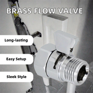 วาล์วควบคุมการไหลของน้ำ G1/2วาล์วฝักบัวทองเหลืองแบบใช้มือจับวาล์วเ<span class=keywords><strong>ปิด</strong></span>/<span class=keywords><strong>ปิด</strong></span>ก๊อกน้ำในห้องน้ำชุดควบคุมแรงดันน้ำ - Product Image 2