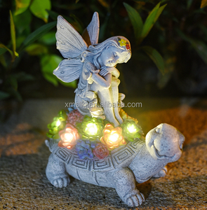 Statues de jardin Décorations d'extérieur <span class=keywords><strong>Tortue</strong></span> solaire Anges Décor avec succulentes Lumières LED Ornements de jardin Figurines - Product Image 3