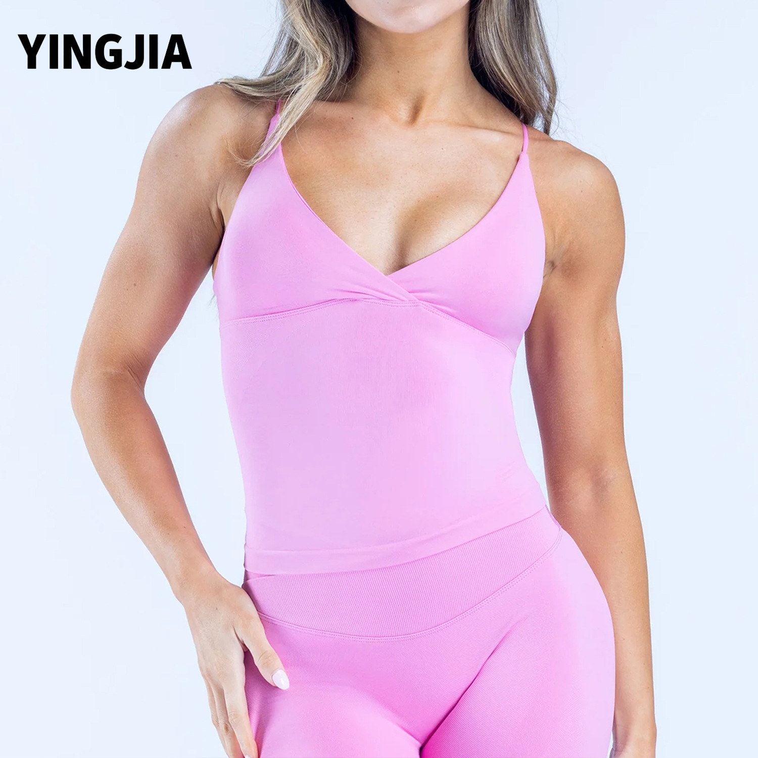 Seamless High Elastic Tight Solid Simple Women's Yoga Sports Vest Spandex/Nylon for Riding Running