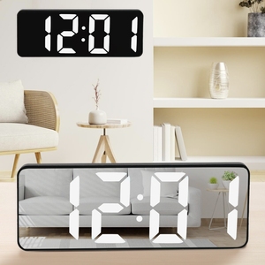 Reloj Despertador LED <span class=keywords><strong>de</strong></span> Alta Calidad con Espejo, Elegante Calendario para Dormitorio, Movimiento Electrónico, Función <span class=keywords><strong>de</strong></span> Repetición, Reloj Digital <span class=keywords><strong>de</strong></span> Escritorio - Product Image 1