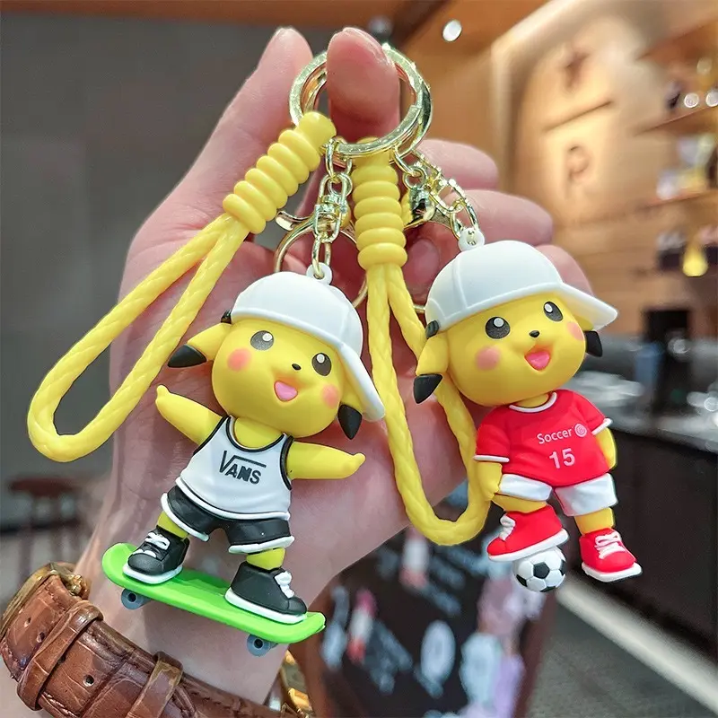 Wholesale Creative Pikachus Sports Car Keychain Pendant Couple Backpack Accessories Small Gift Wholesale Key Chain Small Goods