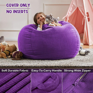 Pouf portaoggetti in velluto a coste per bambini e adulti, senza imbottitura, per giocattoli di peluche e animali di peluche - Product Image 4