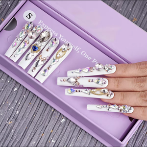 Sang Trọng Handmade Quảng Trường Phong Cách Móng Tay Phụ Nữ Tái Sử Dụng Móng Tay Giả Sang Trọng Dài Acrylic Chất Liệu Nghệ Thuật - Product Image 6