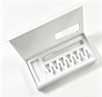 Boîte rigide blanche personnalisée avec fenêtre transparente en PVC, impression de ligne moléculaire rouge, boîte d'emballage pour kit de stylos avec insert EVA multi-fentes