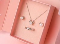 Roze hartvormige sieradendoos, Valentijnsdag ketting oorbellen verpakkingsdoos voor bruiloft jubileum verjaardag cadeau