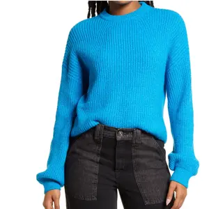 Suéter de manga larga grueso para mujer, cálido y cómodo Jersey de punto, de Color sólido, con cuello redondo