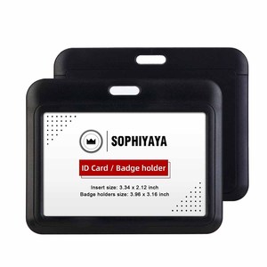 Porte-cartes rigides horizontaux en gros, avec couvercle coulissant vierge, badges nominatifs en plastique ABS à clipser, permis de travail, cartes d'identité des employés - Product Image 3