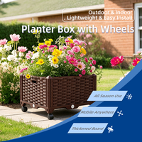 Jardinière Classique Légère en PP pour Intérieur et Extérieur avec Roues, Installation Facile, Vente en Gros