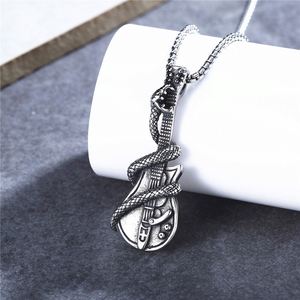 Nouveau Collier Pendentif Unisexe en Alliage de Zinc, Motif Crâne Guitare Basse, Style Rétro Classique Hip Hop, Bijou Tendance - Product Image 3