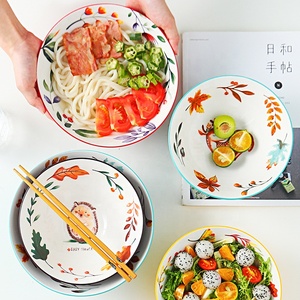 Anti Skip espiral fuera 37 oz de cerámica de estilo japonés de sopa de fideos tazón con acristalamiento animal patrón - Product Image 5