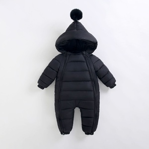 Combinaison bébé à capuche de style nouveau avec fermeture éclair bidirectionnelle, en coton épais et chaud, combinaison bébé, sous-vêtements thermiques pour nouveau-né - Product Image 4