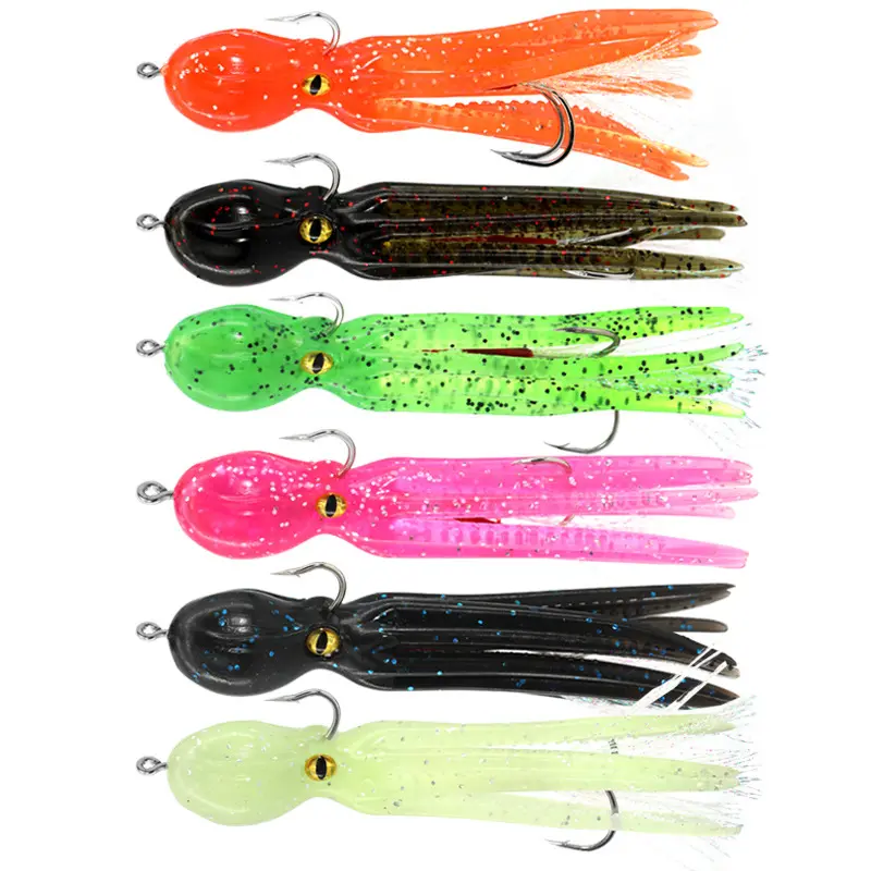 Wholesales PVC Silicon Squid saltwater Green Pink Stripes Marlin Lure Big Game Trolling Skirt baits