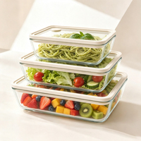 Boîte à lunch empilable en verre borosilicate de haute qualité, sans BPA, avec logo personnalisé, couvercles hermétiques, compatible micro-ondes, récipient pour la préparation des repas