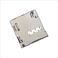 موصل بطاقة SIM صغيرة WECONN WL-SIM127-145 بـ 6 دبابيس + 1، بمسافة بينية 1.27 مم، بتقنية SMT، يعمل بالضغط مع مفتاح استشعار، مقاوم للحرارة العالية، مصنوع من LCP