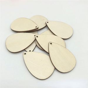 20mm-50mm 50 pièces de tranches ovales en bois naturel non fini pour projets d'arts et d'artisanat DIY, boucles d'oreilles, pendentifs - Product Image 3