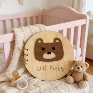 Livre d'or en bois gravé au design de dessin animé, idéal pour le baptême de bébé, souvenir et album de messages pour invités - Vente chaude en usine - Product Image 3