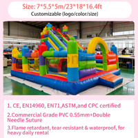 Château gonflable combiné pour fêtes en plein air, toboggan gonflable, château gonflable coloré en forme de blocs de construction pour enfants