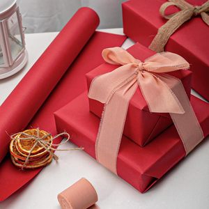 Yarcony Kraft Gift <b>Wrapping</b> <b>Paper</b> Roll Red 17 In X 33 Ft Recyclable Solid Color Craft <b>Paper</b> For Packaging Art Craft - Product Image 3
