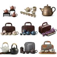 Service à thé en céramique style chinois motif danse du lion avec coffret cadeau – Cadeau d'affaires culturel