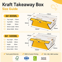 Caja de Comida Kraft Resistente a la Grasa con Logotipo Personalizado para Comida para Llevar de Restaurantes