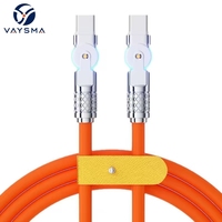 Double 180 °   Câble USB-C rotatif, charge rapide PD 60W, connecteur en alliage de zinc avec lumière LED, câble en silicone pour téléphone, ordinateur portable, jeux