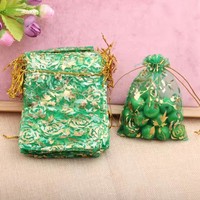Sacs d'emballage personnalisables en suède gaufré doré recyclables avec cordon de serrage, 7x9cm, pour mariages, fêtes, Noël, courses - Vente en gros